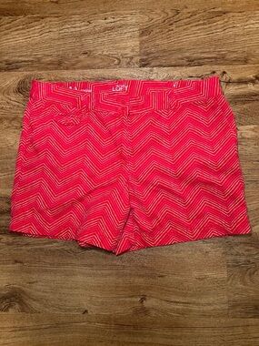 LOFT Red Chevron Print Shorts Womens Size 14 Ann Taylor Summer Casual